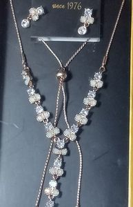 Cubic zirconia adjustable necklace and earrings